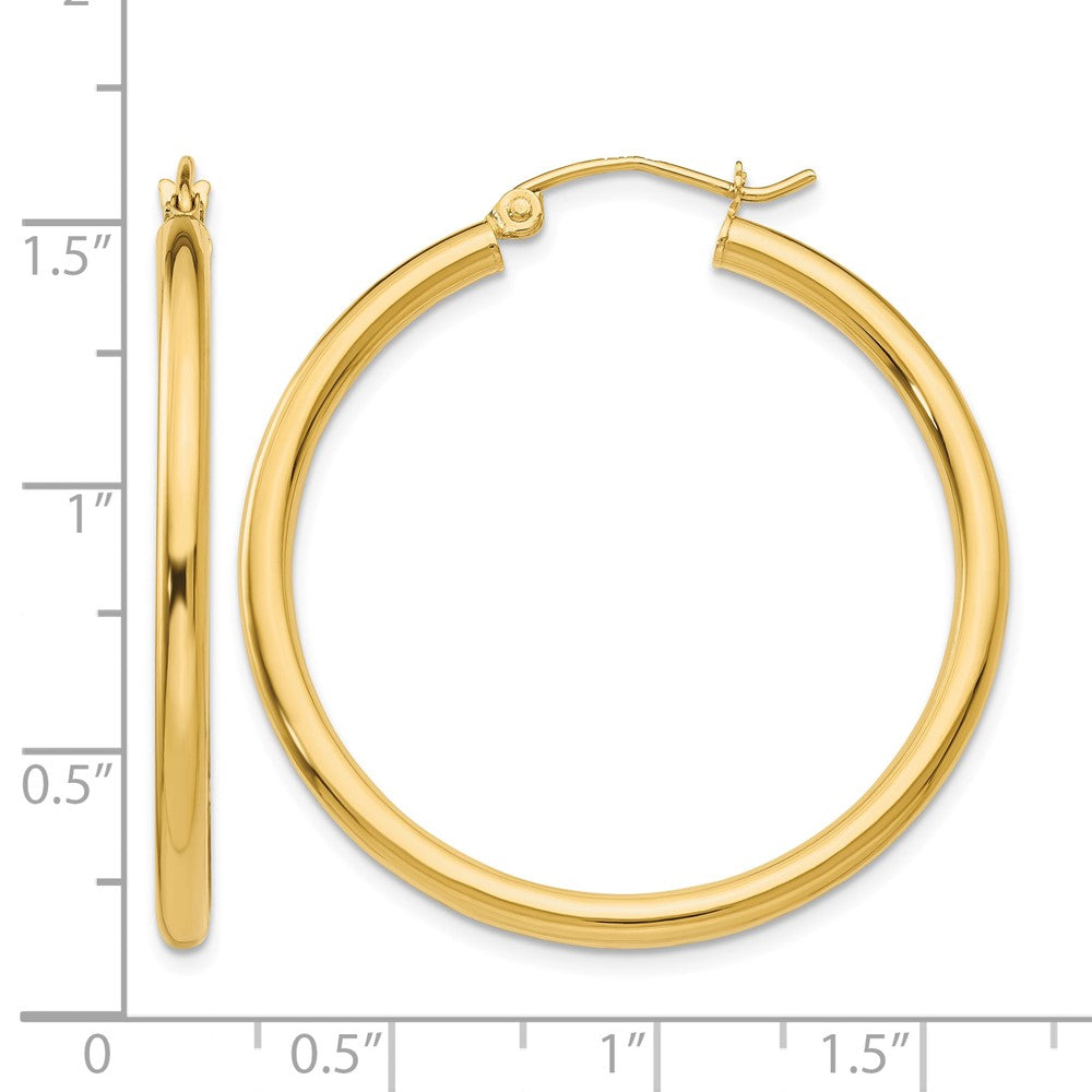 10k Polished 2.5mm Lightweight Tube Hoop Earrings