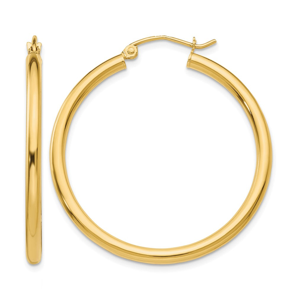 10k Polished 2.5mm Lightweight Tube Hoop Earrings
