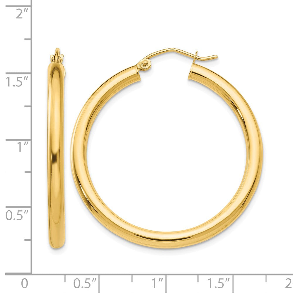 10k Polished 3mm Lightweight Tube Hoop Earrings