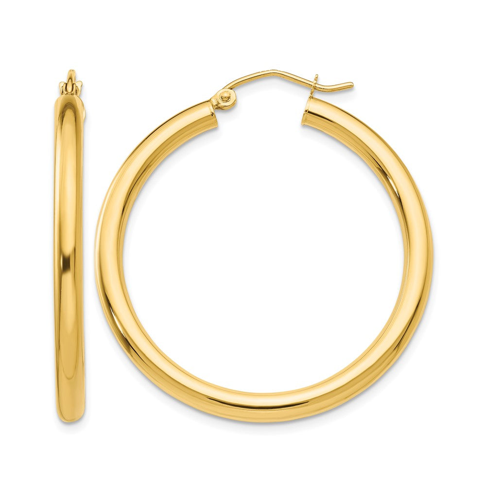 10k Polished 3mm Lightweight Tube Hoop Earrings