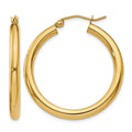 10K Polished 3mm Tube Hoop Earrings