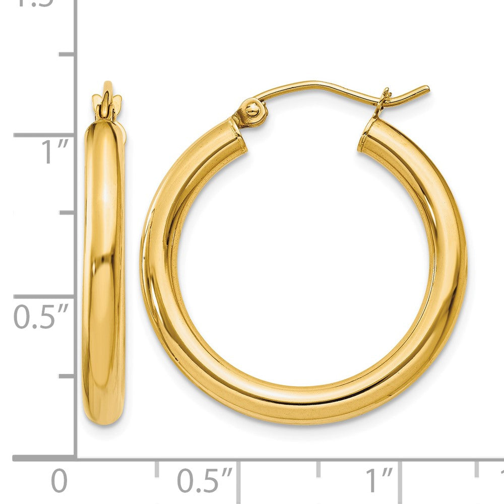 10k Polished 3mm Lightweight Tube Hoop Earrings