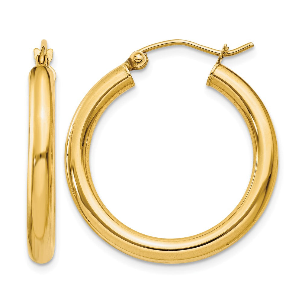 10k Polished 3mm Lightweight Tube Hoop Earrings