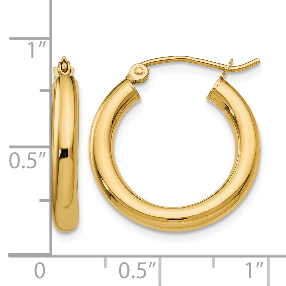 10k Polished 3mm Lightweight Tube Hoop Earrings