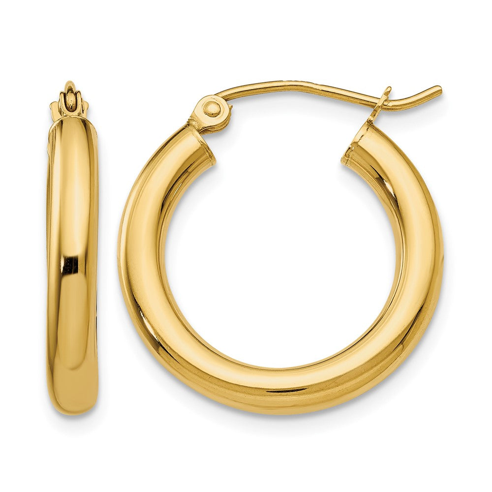 10k Polished 3mm Lightweight Tube Hoop Earrings