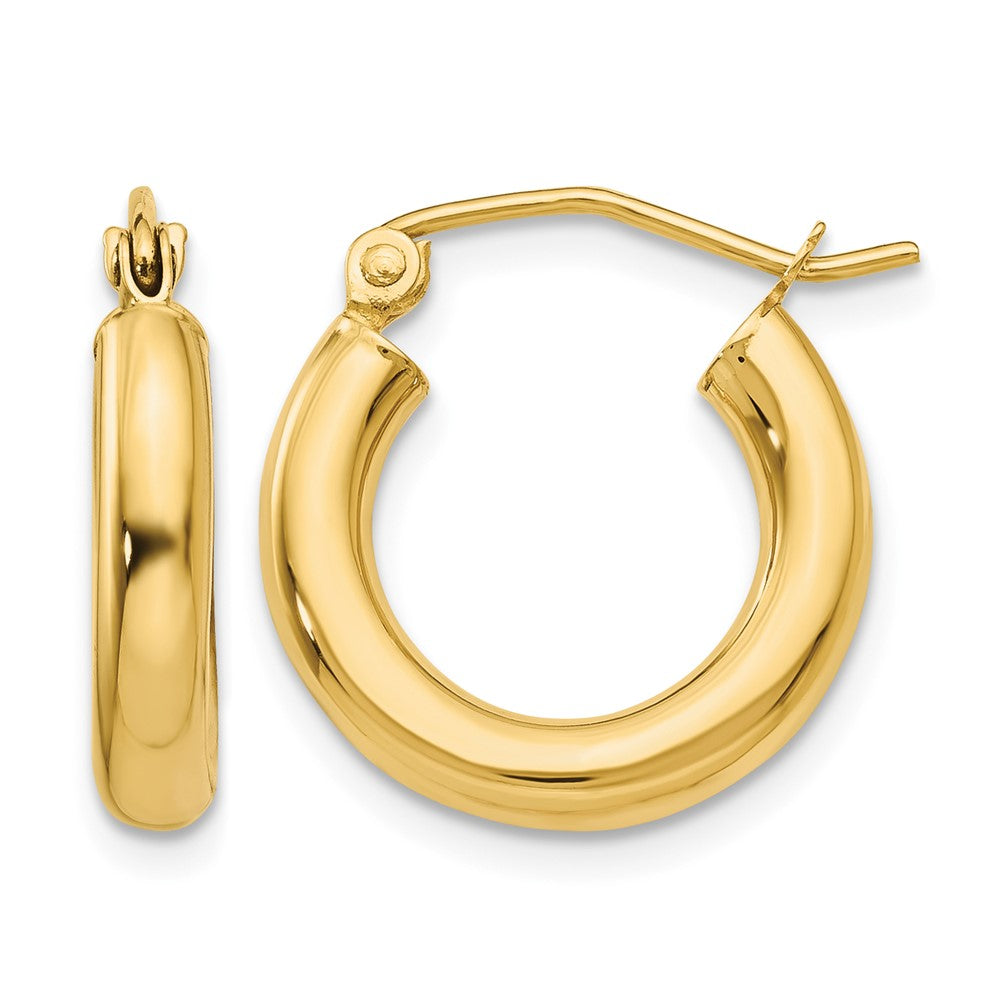10k Polished 3mm Lightweight Tube Hoop Earrings