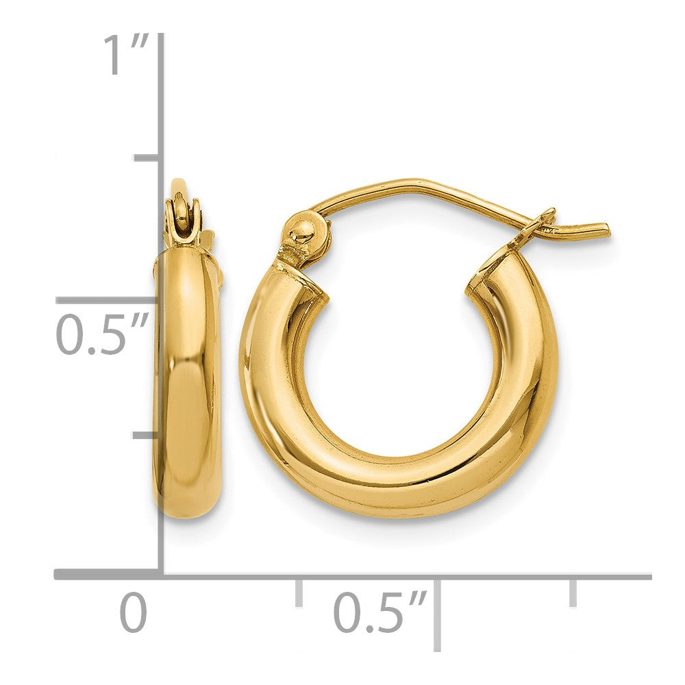 10k Polished 3mm Lightweight Tube Hoop Earrings
