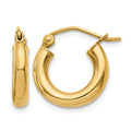 10k Polished 3mm Lightweight Tube Hoop Earrings