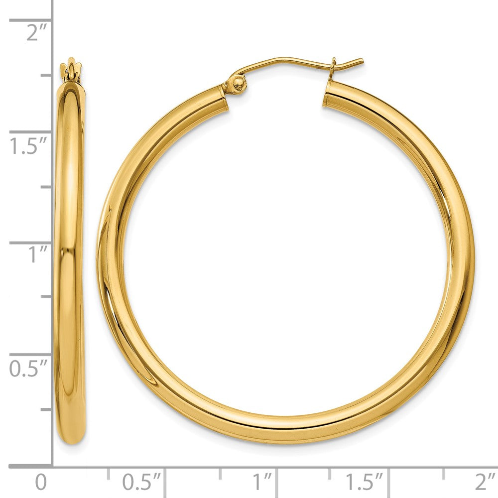 10K Polished 3mm Tube Hoop Earrings