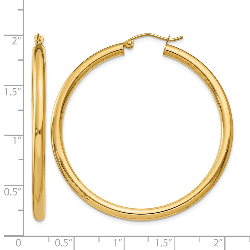 10K Polished 3mm Tube Hoop Earrings