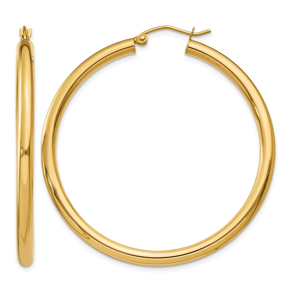 10k Polished 3mm Lightweight Tube Hoop Earrings