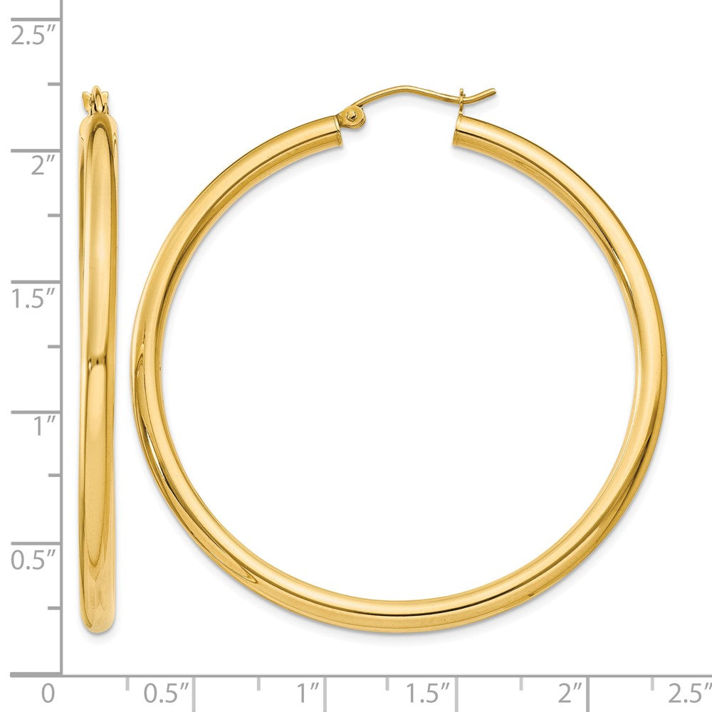 10K Polished 3mm Tube Hoop Earrings