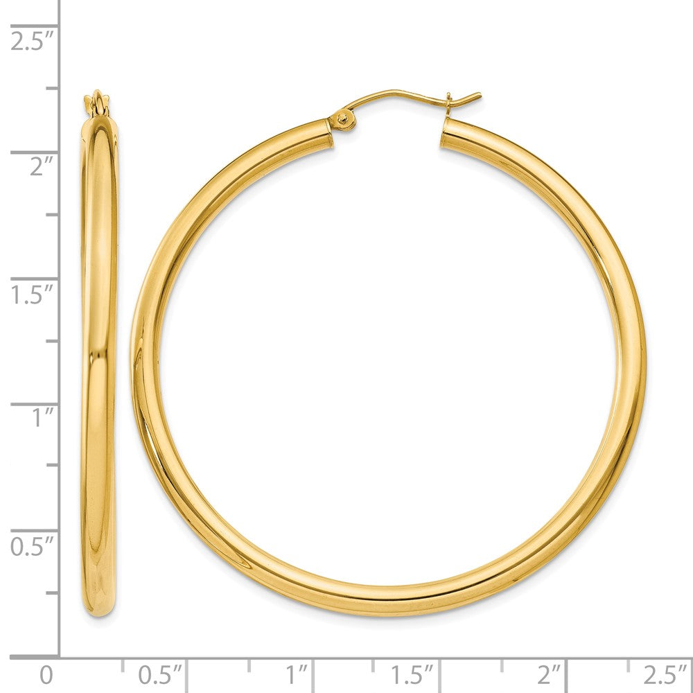 10k Polished 3mm Lightweight Tube Hoop Earrings