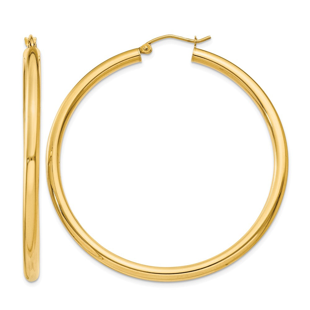 10k Polished 3mm Lightweight Tube Hoop Earrings