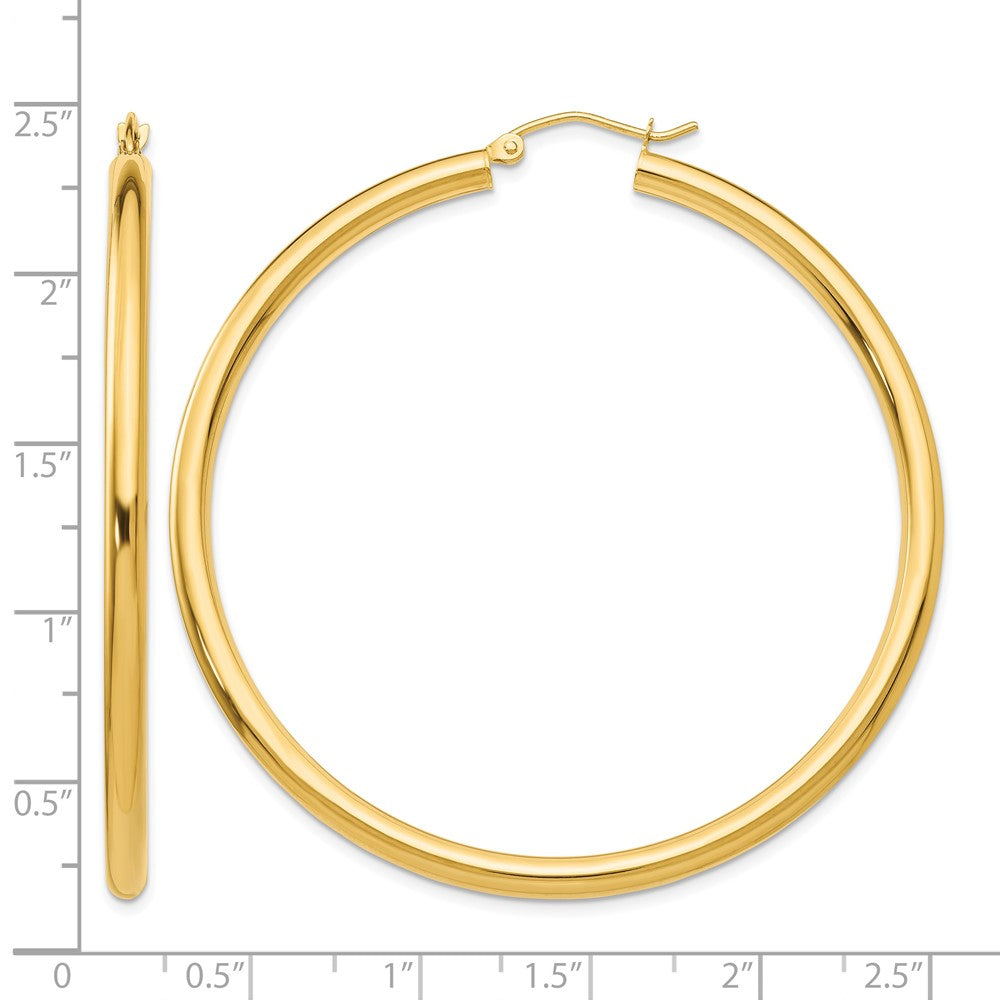 10K Polished 3mm Tube Hoop Earrings