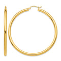 10K Polished 3mm Tube Hoop Earrings
