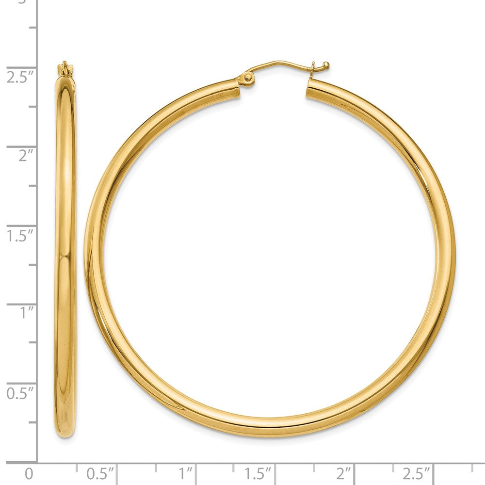 10k Polished 3mm Lightweight Tube Hoop Earrings