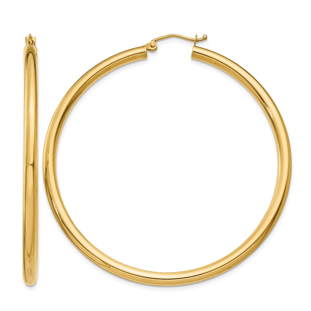 10k Polished 3mm Lightweight Tube Hoop Earrings