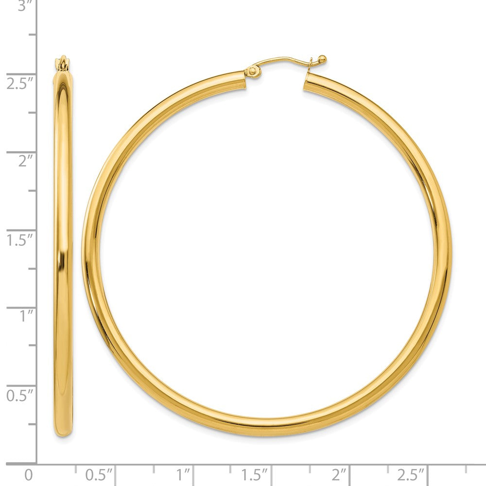 10k Polished 3mm Lightweight Tube Hoop Earrings