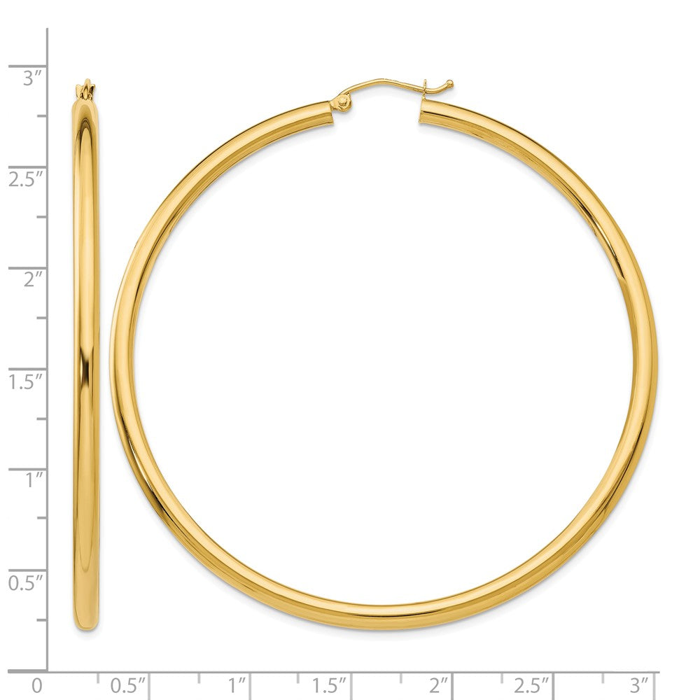10k Polished 3mm Lightweight Tube Hoop Earrings