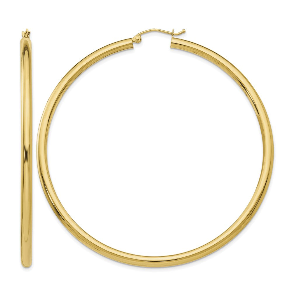 10k Polished 3mm Lightweight Tube Hoop Earrings