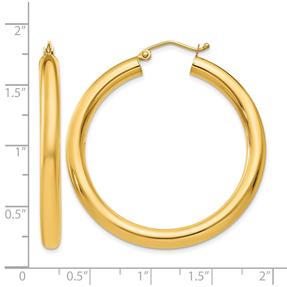 10K Polished 4mm Tube Hoop Earrings