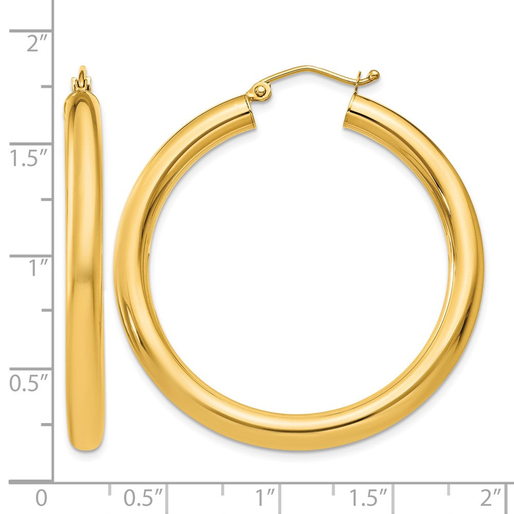 10k Polished 4mm Lightweight Tube Hoop Earrings