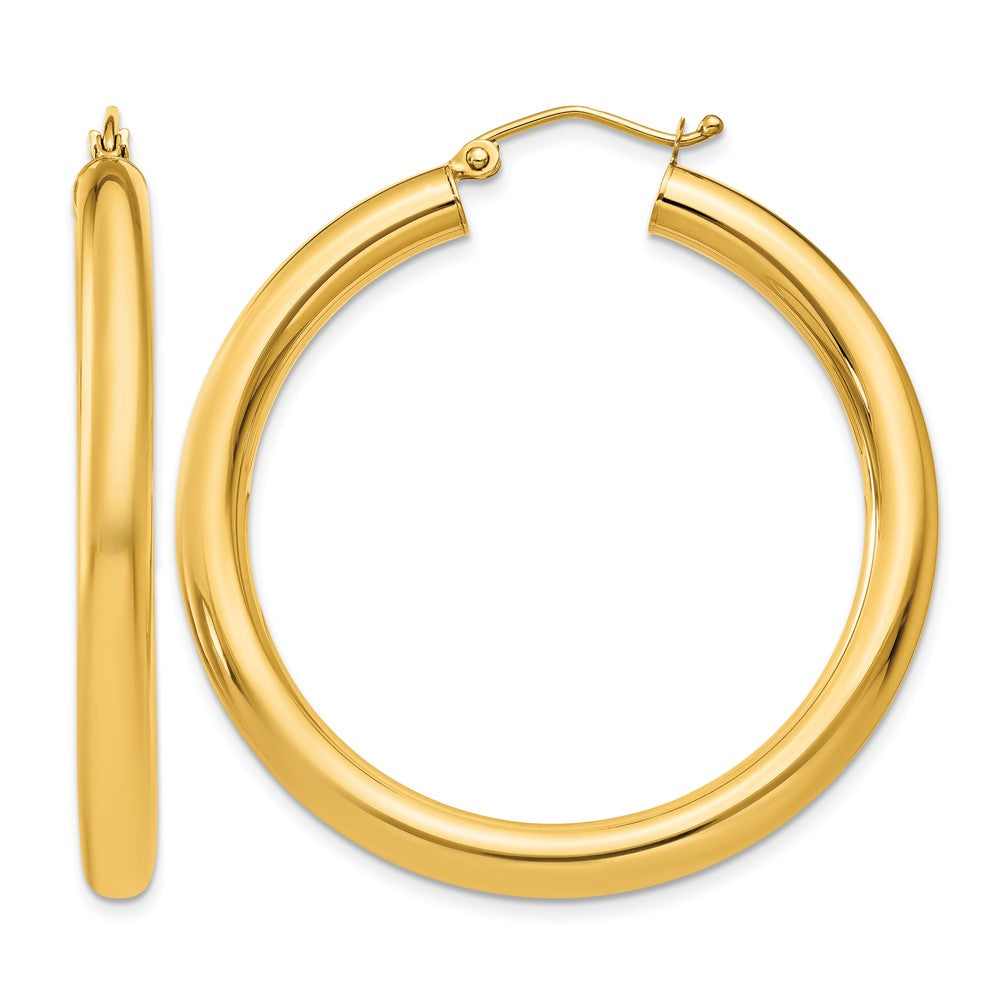 10k Polished 4mm Lightweight Tube Hoop Earrings