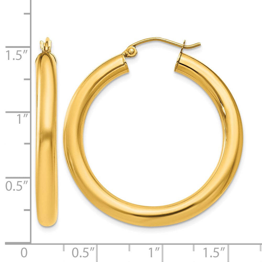 10K Polished 4mm Tube Hoop Earrings