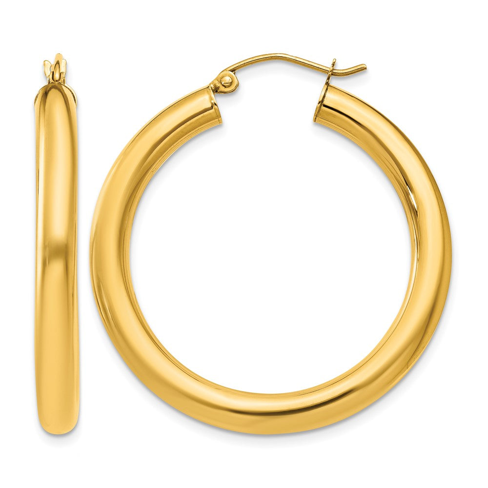 10k Polished 4mm Lightweight Tube Hoop Earrings