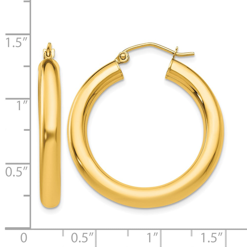 10k Polished 4mm Lightweight Tube Hoop Earrings