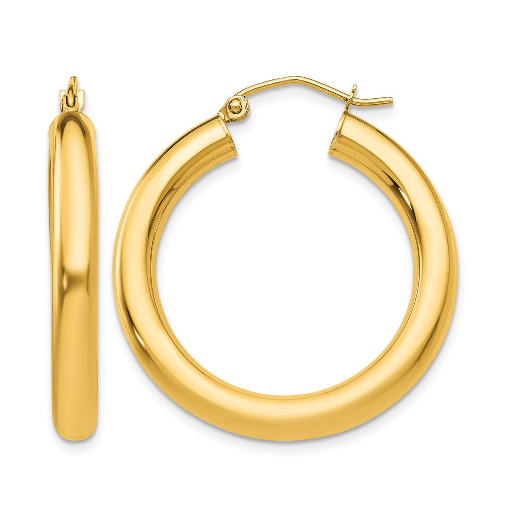 10k Polished 4mm Lightweight Tube Hoop Earrings