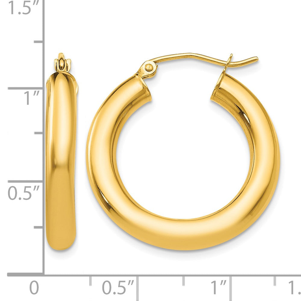 10K Polished 4mm Tube Hoop Earrings