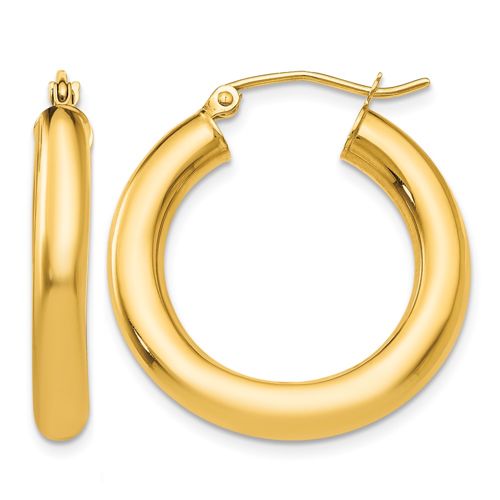 10k Polished 4mm Lightweight Tube Hoop Earrings