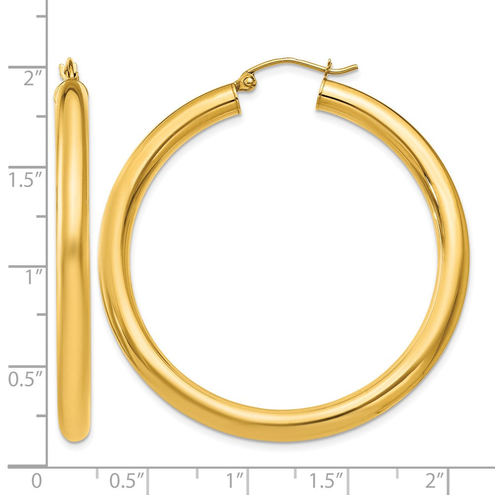 10K Polished 4mm Tube Hoop Earrings