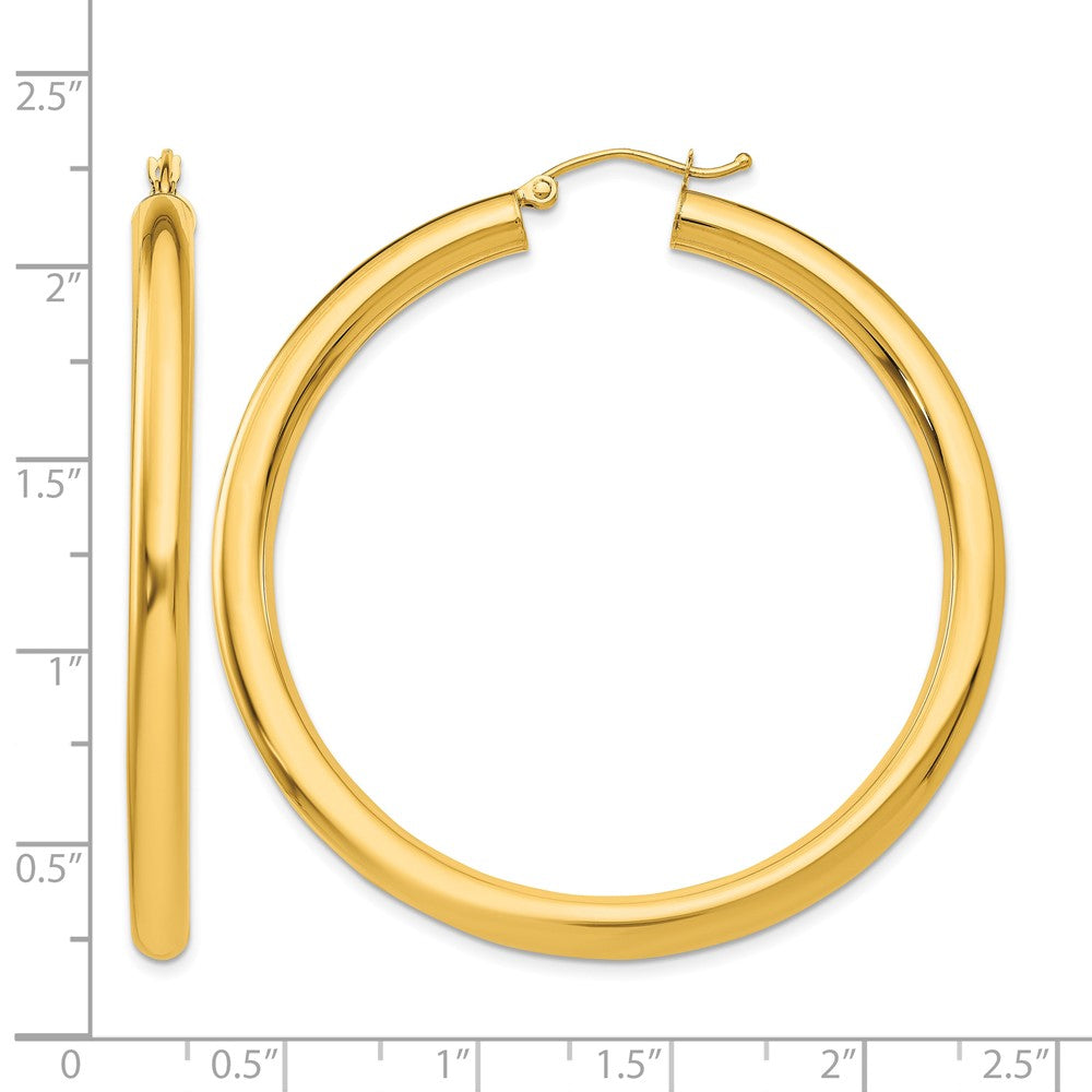 10K Polished 4mm Tube Hoop Earrings