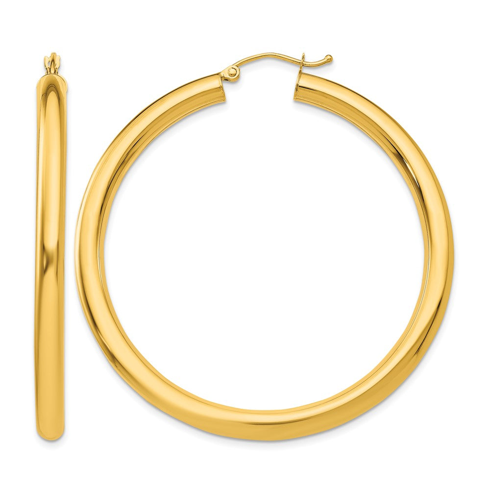 10k Polished 4mm Lightweight Tube Hoop Earrings