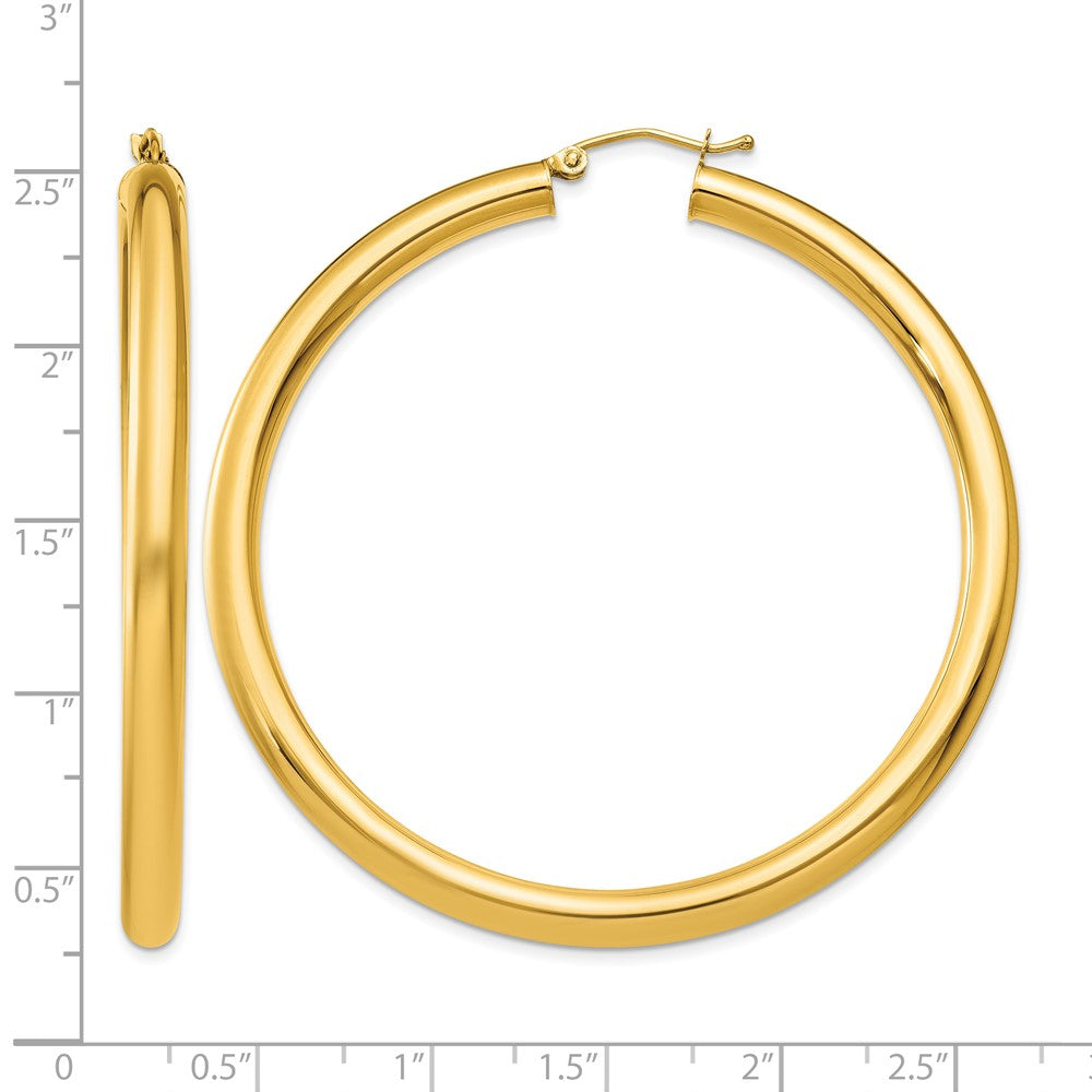 10K Polished 4mm Tube Hoop Earrings