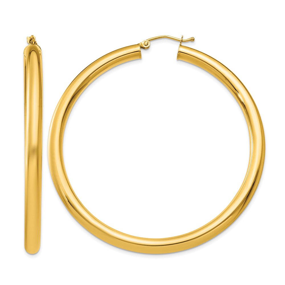 10k Polished 4mm Lightweight Tube Hoop Earrings