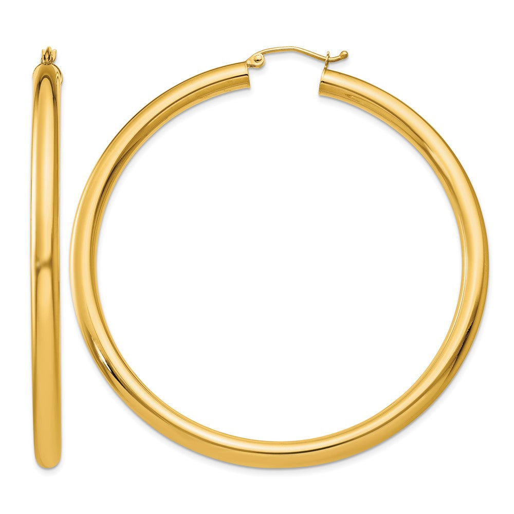10k Polished 4mm Lightweight Tube Hoop Earrings