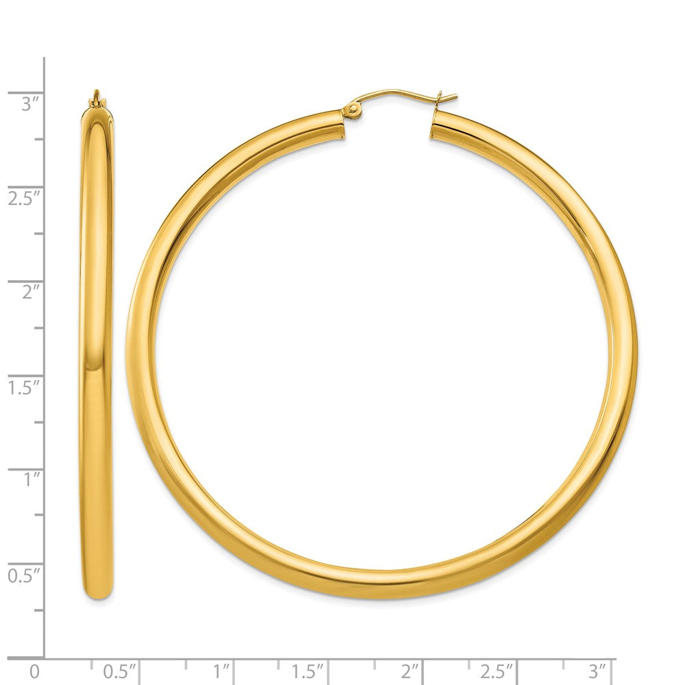 10K Polished 4mm Tube Hoop Earrings