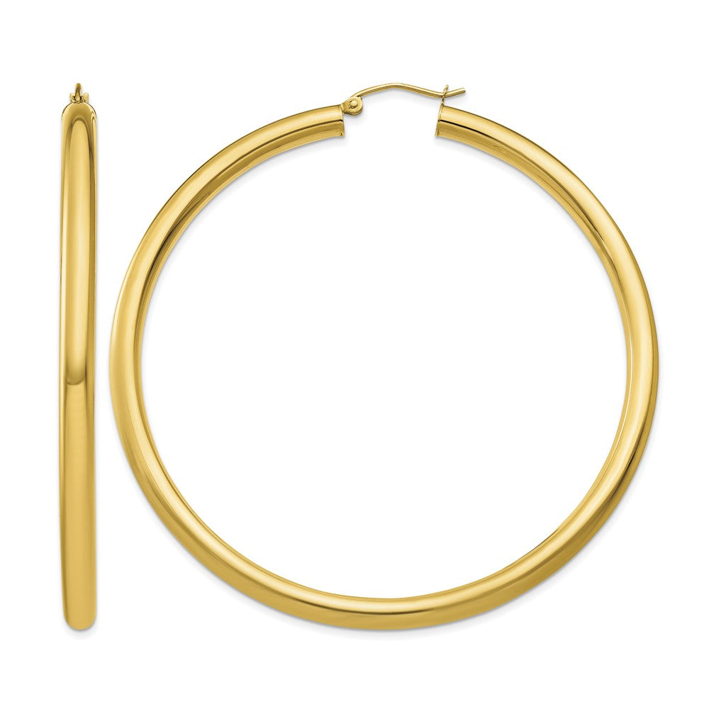 10K Polished 4mm Tube Hoop Earrings