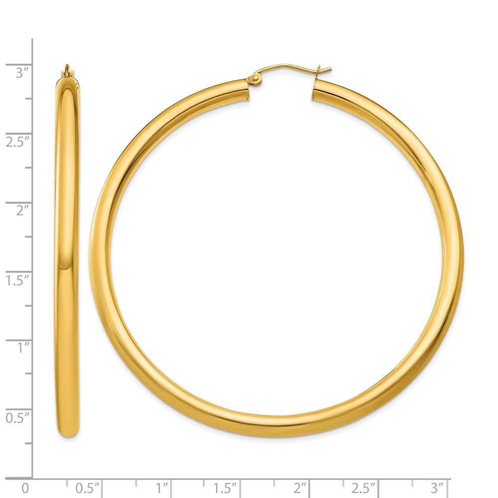 10k Polished 4mm Lightweight Tube Hoop Earrings
