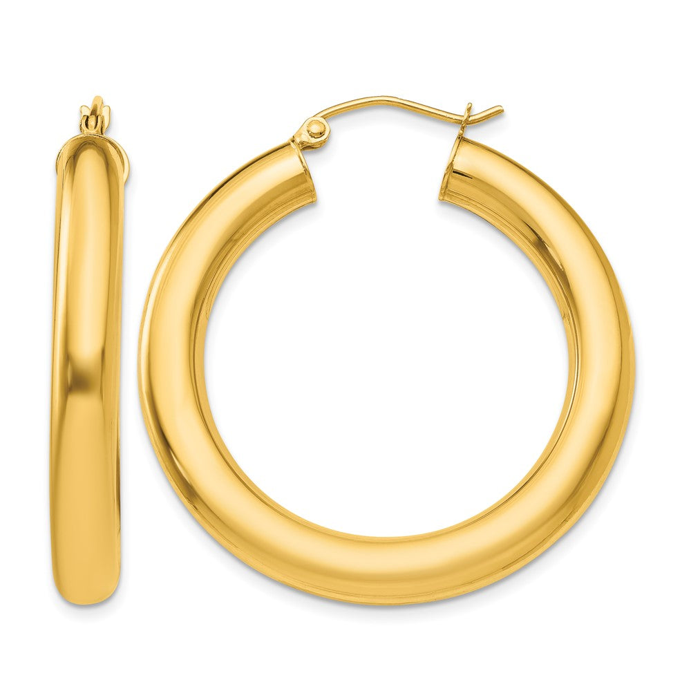 10k Polished 5mm Tube Hoop Earrings