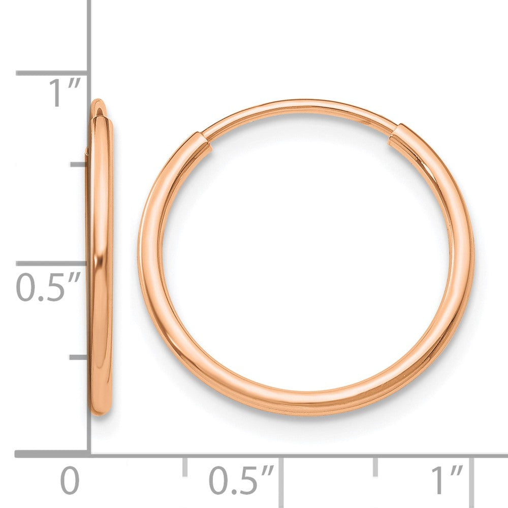 10k Rose Gold Polished Endless Tube Hoop Earrings