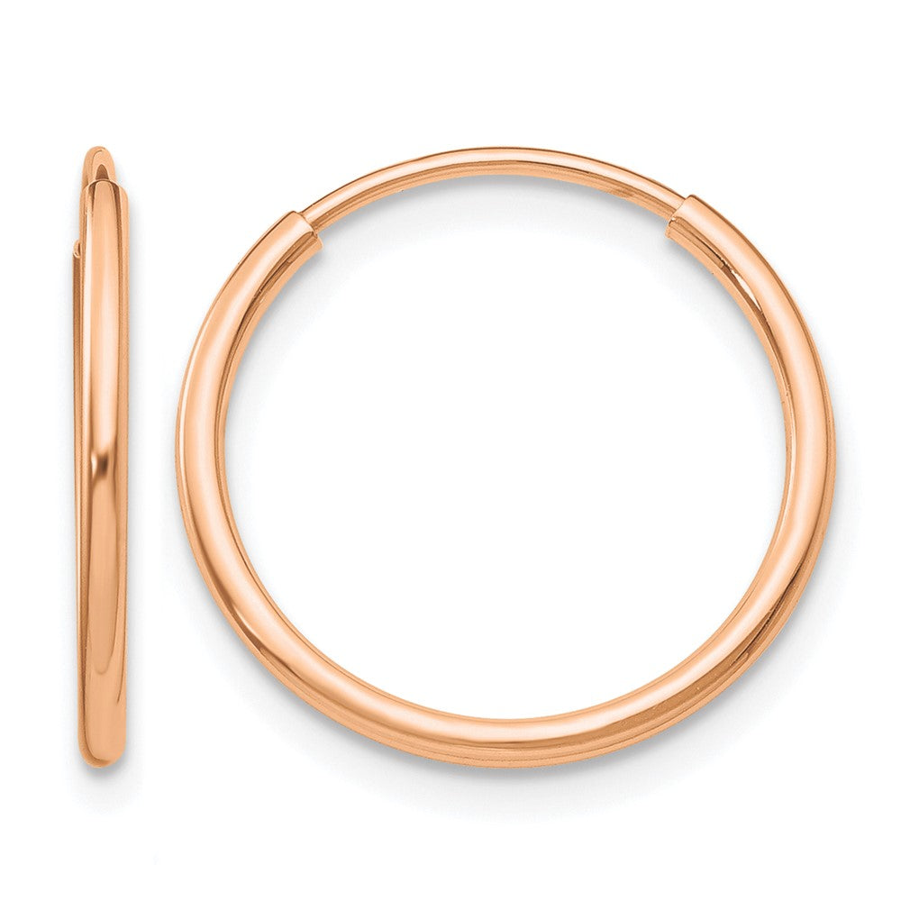 10k Rose Gold Polished Endless Tube Hoop Earrings