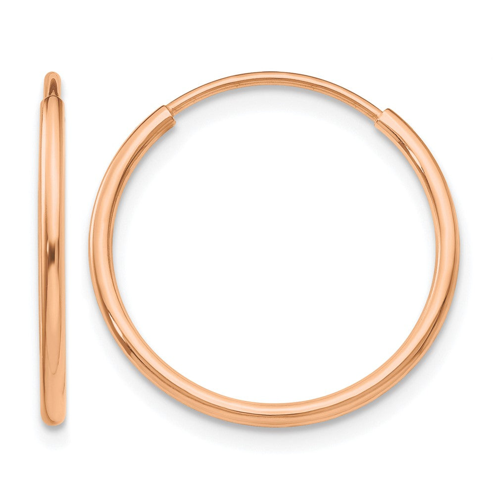 10k Rose Gold Polished Endless Tube Hoop Earrings