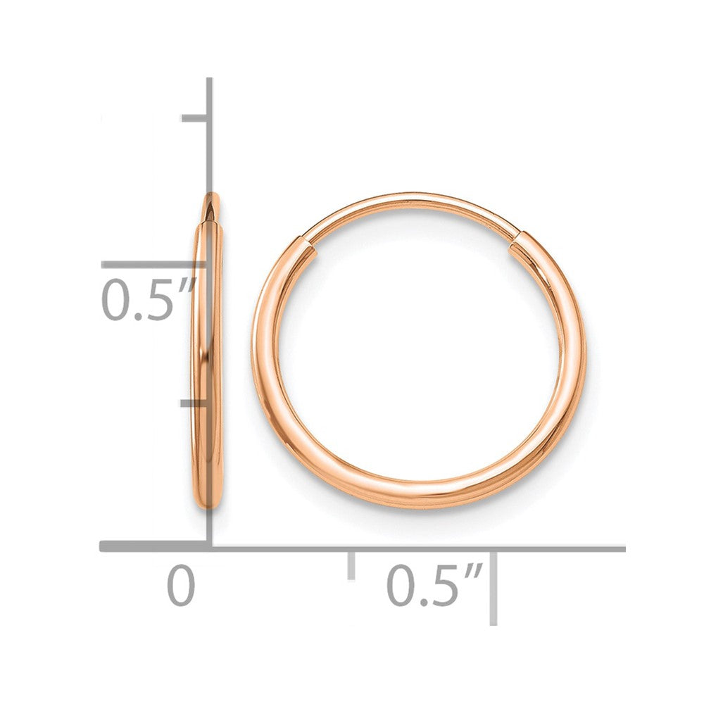 10k Rose Gold Polished Endless Tube Hoop Earrings