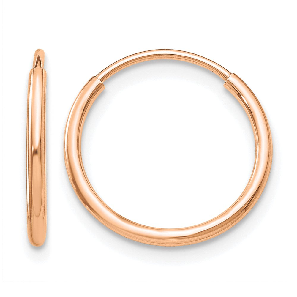 10k Rose Gold Polished Endless Tube Hoop Earrings
