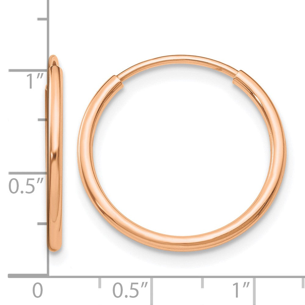 10k Rose Gold Polished Endless Tube Hoop Earrings